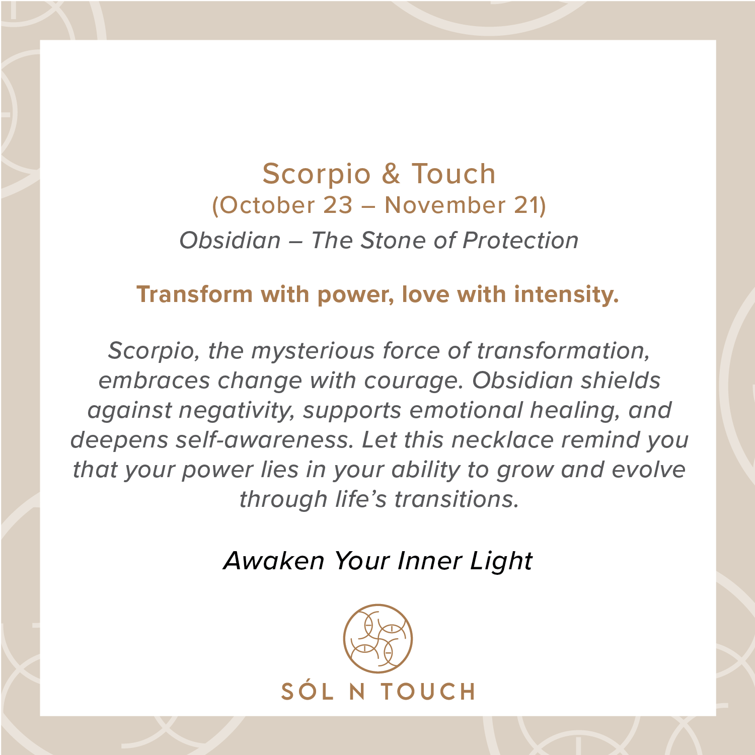 Scorpio Zodiac & Touch – Obsidian Necklace