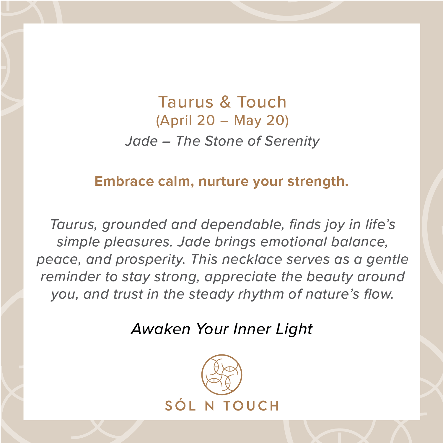 Taurus Zodiac & Touch – Jade Necklace