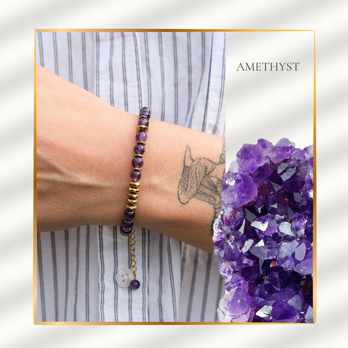 Awakening Moment – Amethyst Necklace Bracelet (Gold Version)