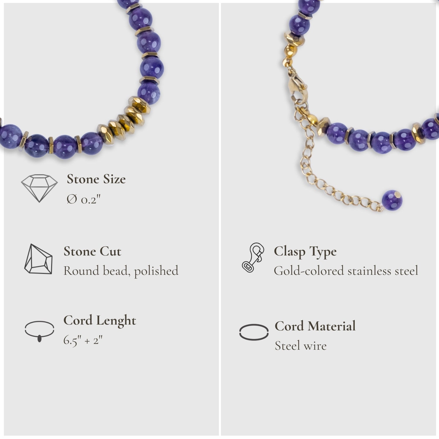 Awakening Moment – Amethyst Necklace Bracelet (Gold Version)