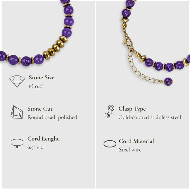 Awakening Moment – Amethyst Necklace Bracelet (Gold Version)