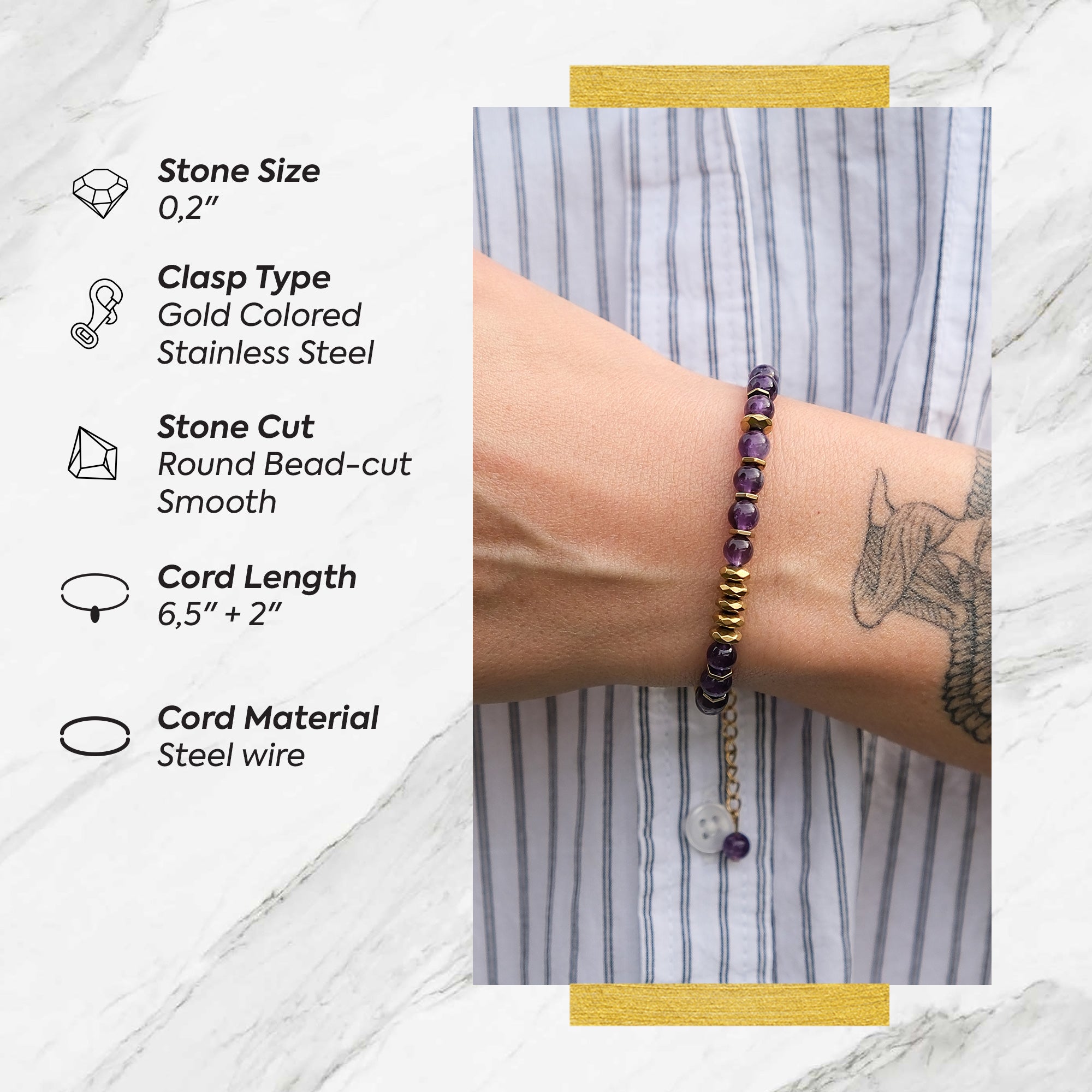 Awakening Moment – Amethyst Necklace Bracelet (Gold Version)