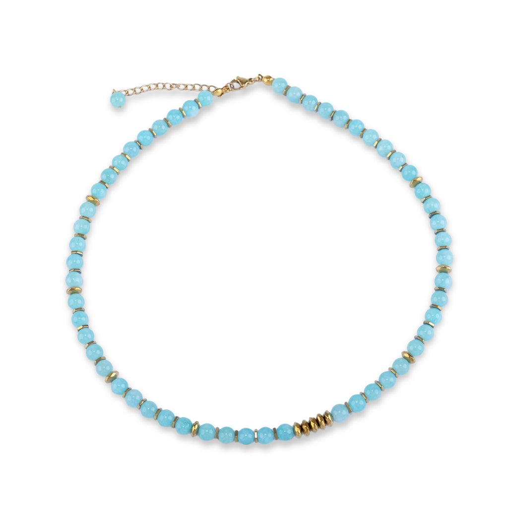 Fresh Start Moment – Amazonite Necklace (Gold Hematite Version)
