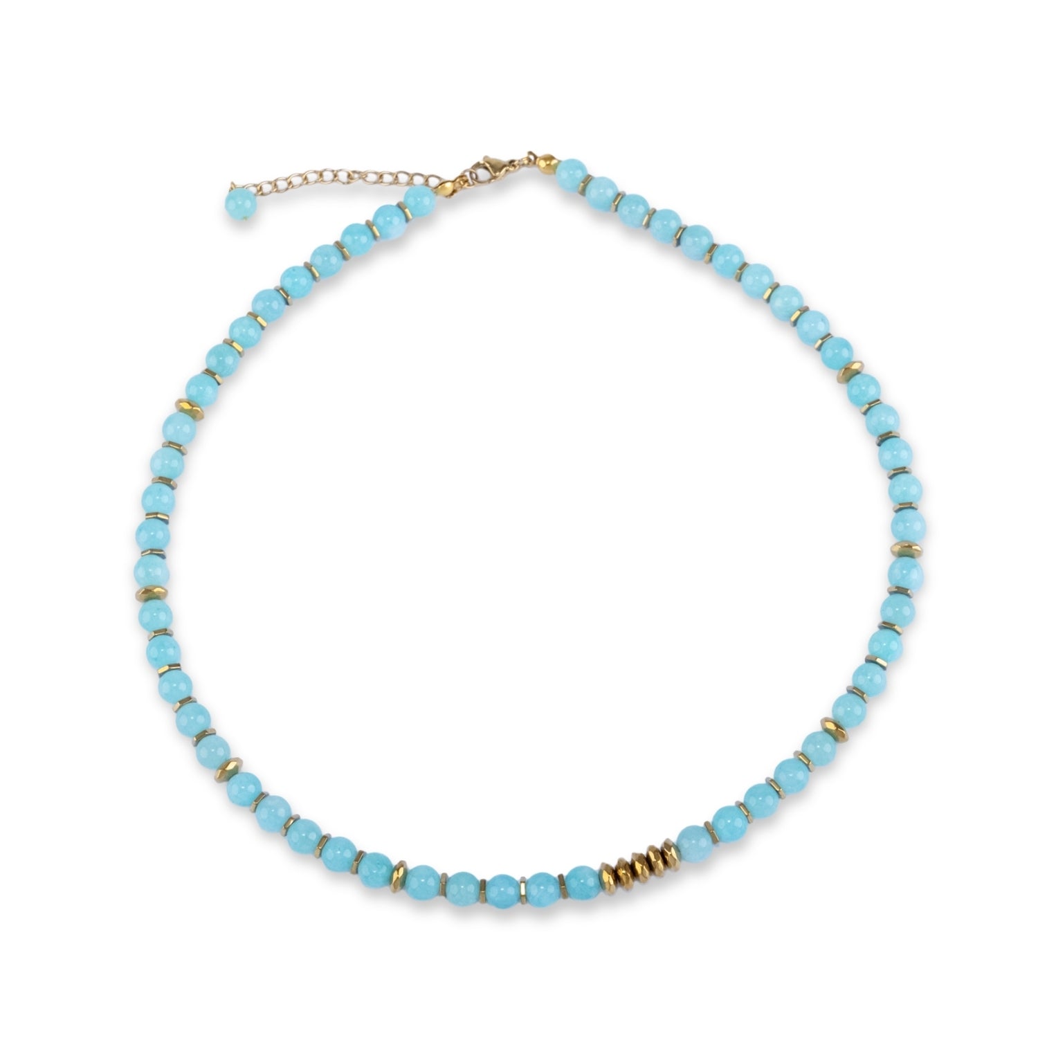 Fresh Start Moment – Amazonite Necklace (Gold Hematite Version)