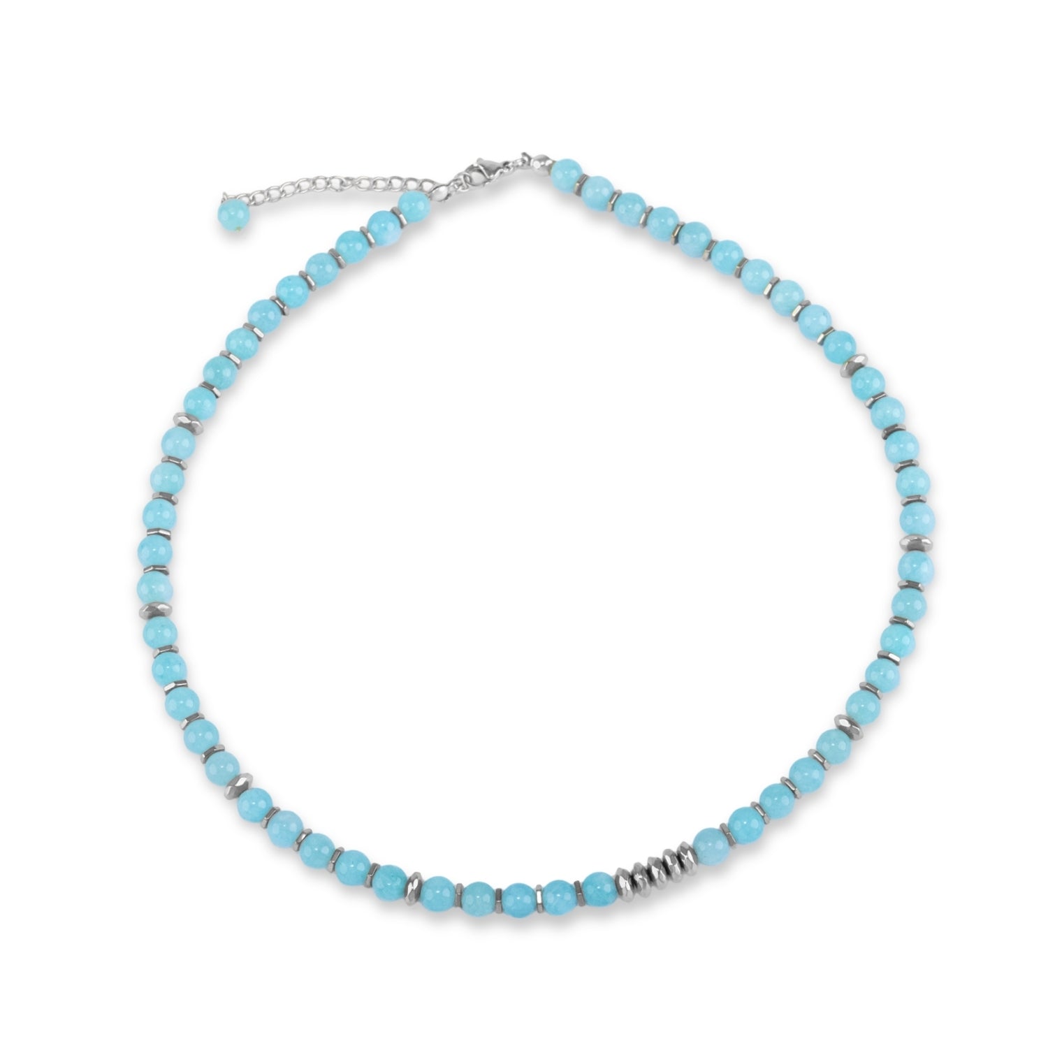 Fresh Start Moment – Amazonite Necklace (Silver Hematite Version)