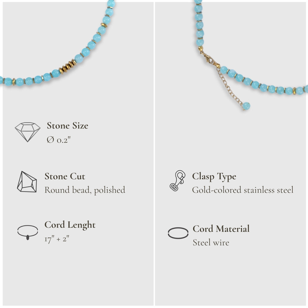 Fresh Start Moment – Amazonite Necklace (Gold Hematite Version)
