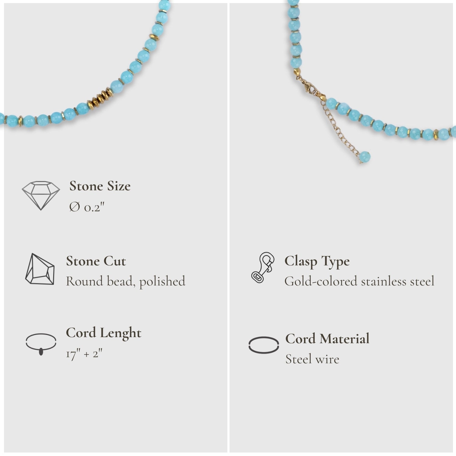 Fresh Start Moment – Amazonite Necklace (Gold Hematite Version)