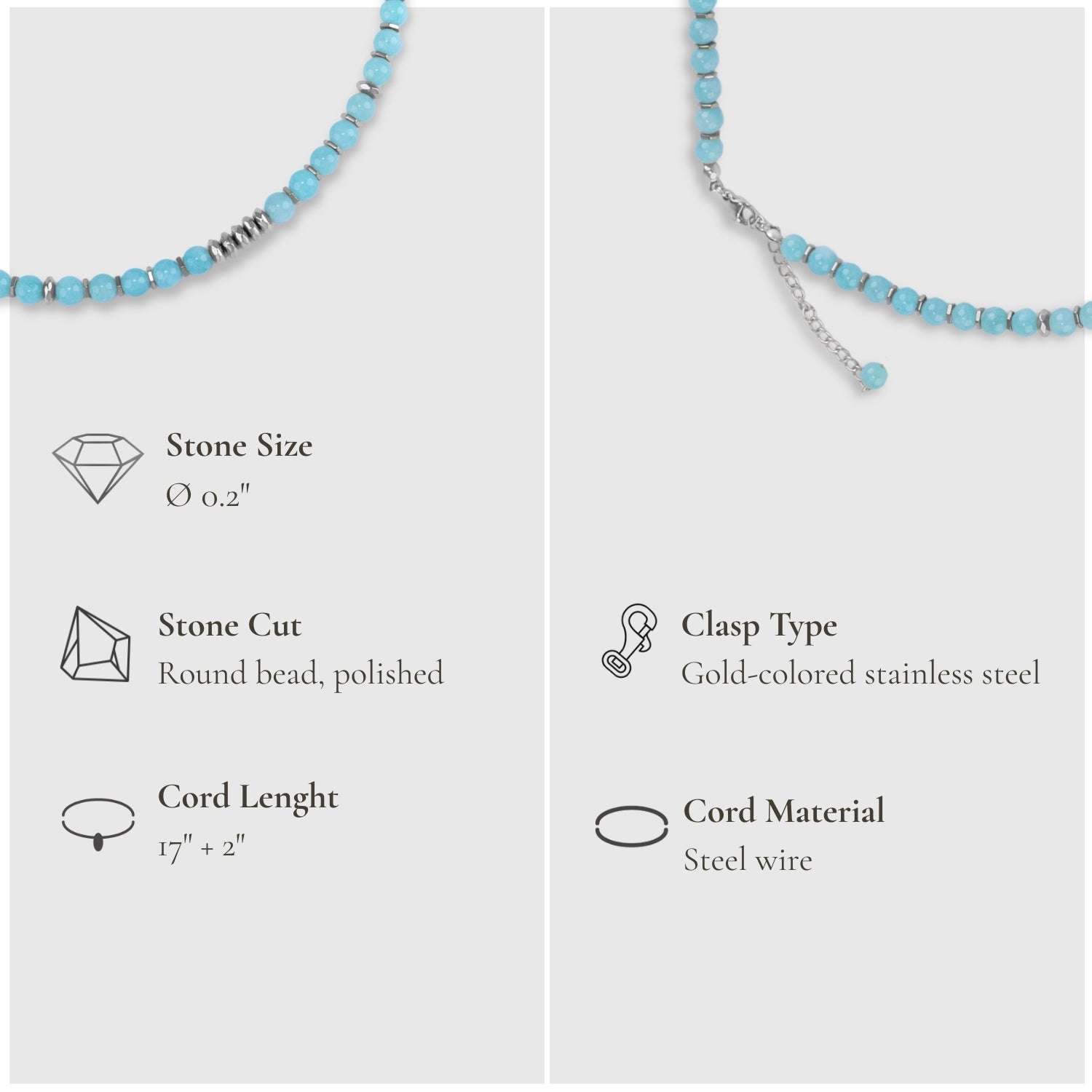 Fresh Start Moment – Amazonite Necklace (Silver Hematite Version)