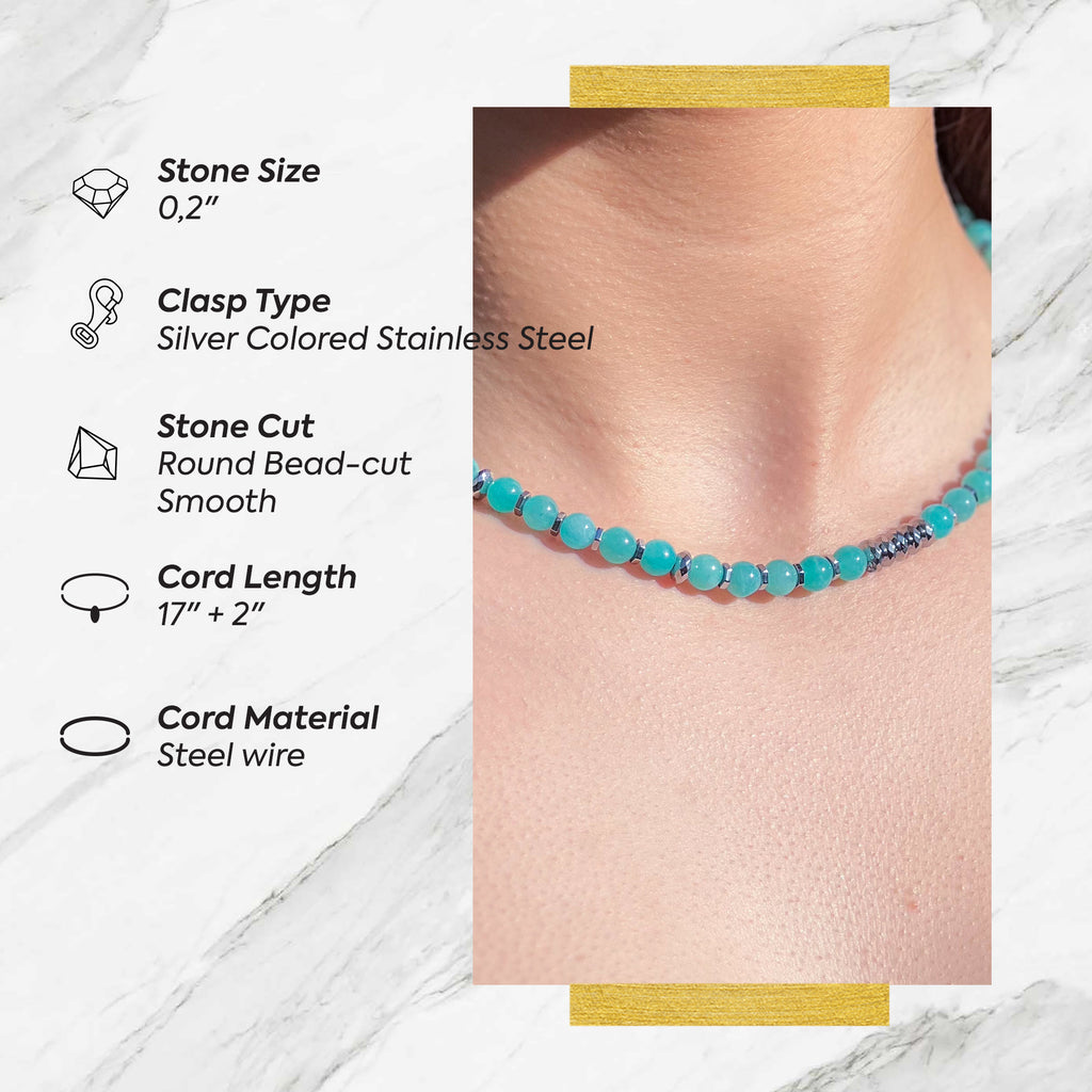 Fresh Start Moment – Amazonite Necklace (Silver Hematite Version)