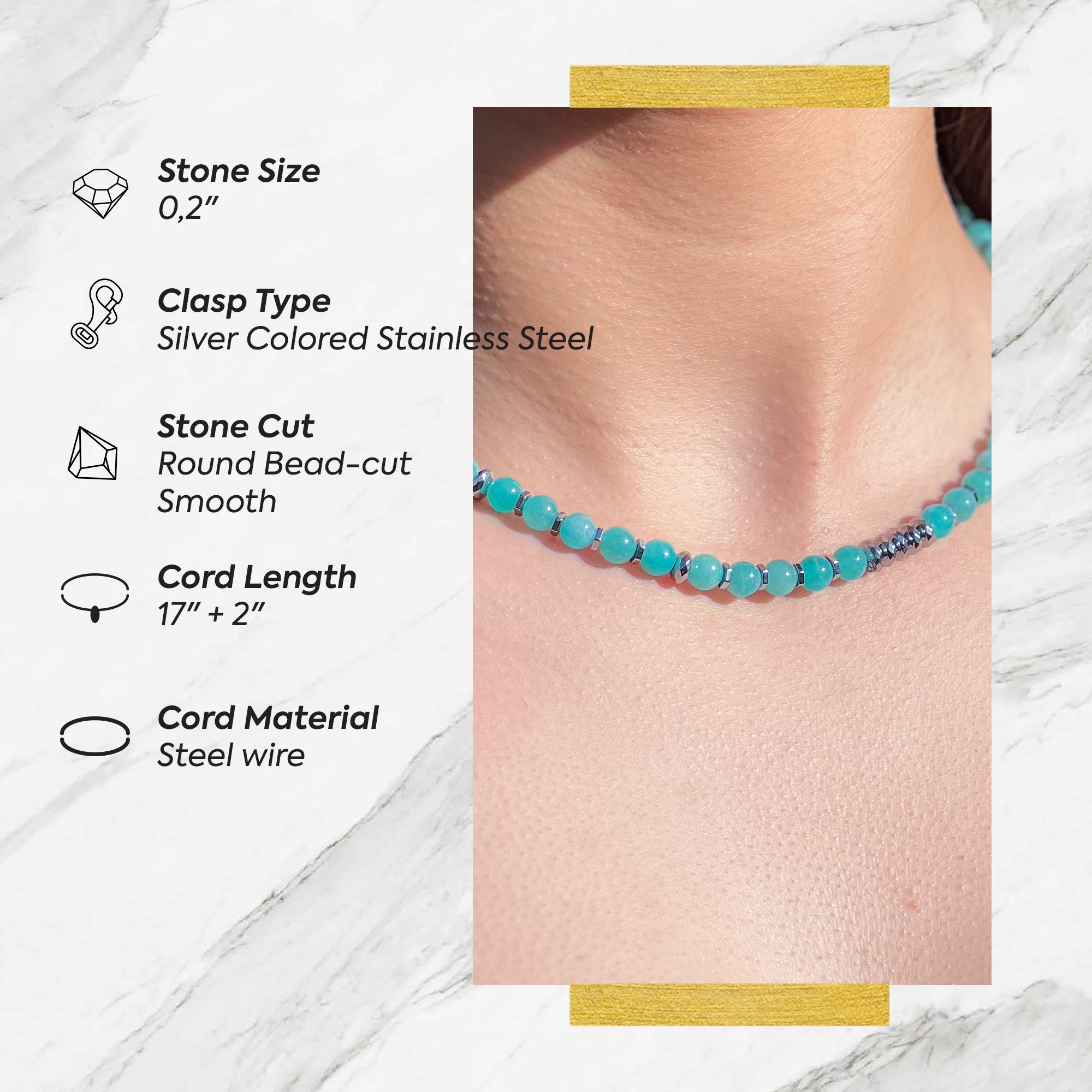 Fresh Start Moment – Amazonite Necklace (Silver Hematite Version)