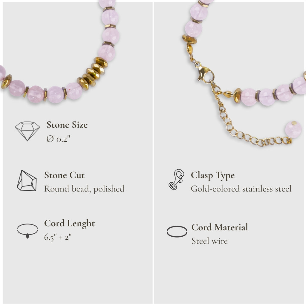 Heart Opening Moment – Rose Quartz Necklace Bracelet (Gold Version)