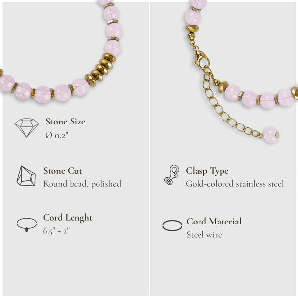 Heart Opening Moment – Rose Quartz  Bracelet (Gold Version)