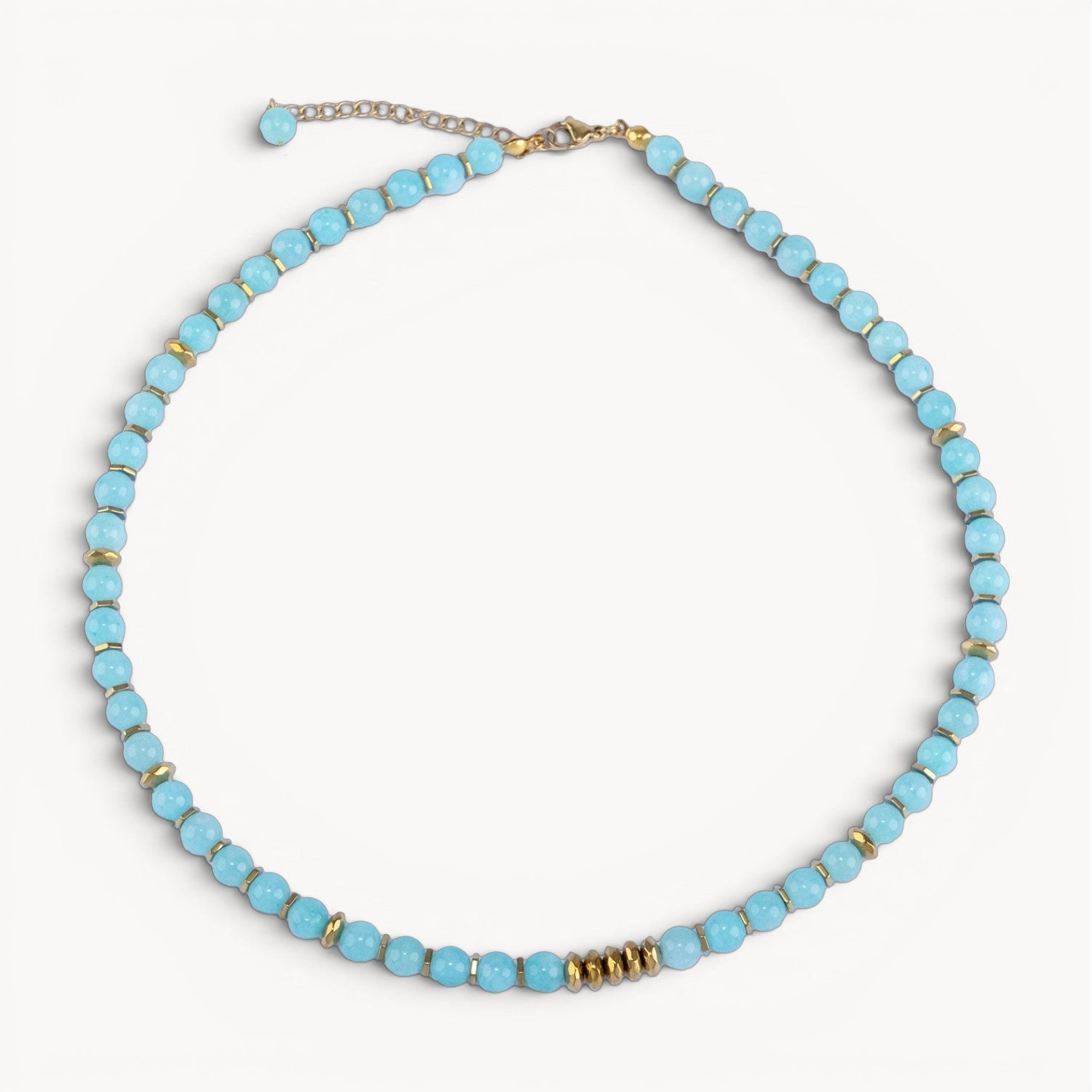 Fresh Start Moment – Amazonite Necklace (Gold Hematite Version)