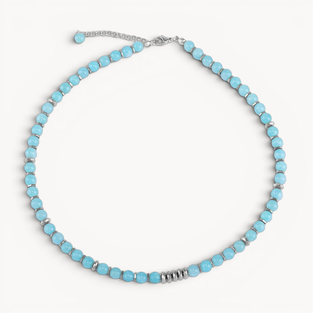 Fresh Start Moment – Amazonite Necklace (Silver Hematite Version)