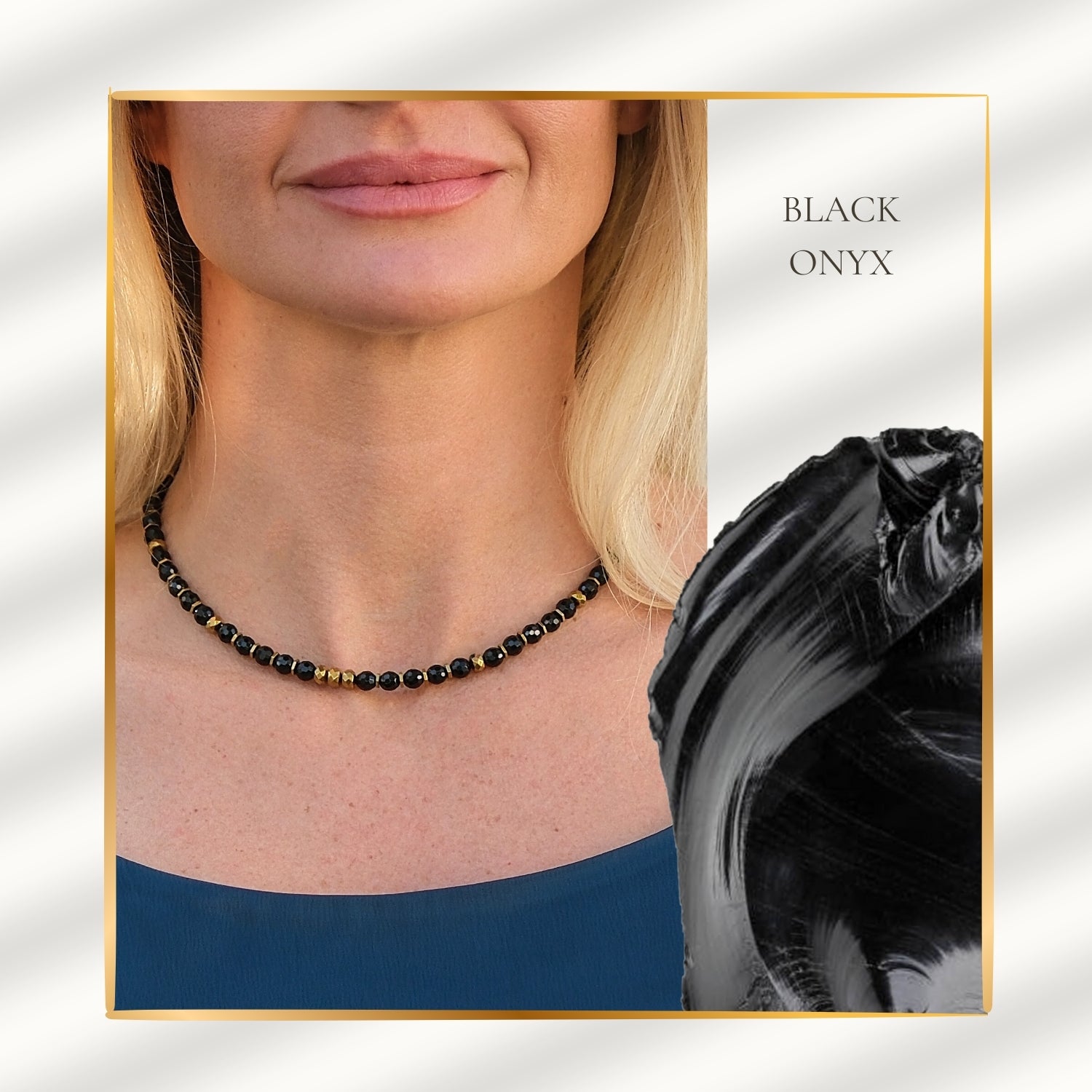 Turning Point Moment – Black Onyx Necklace (Gold Version)