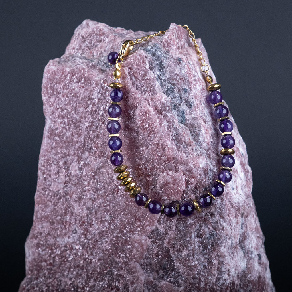 Awakening Moment – Amethyst Necklace Bracelet (Gold Version)