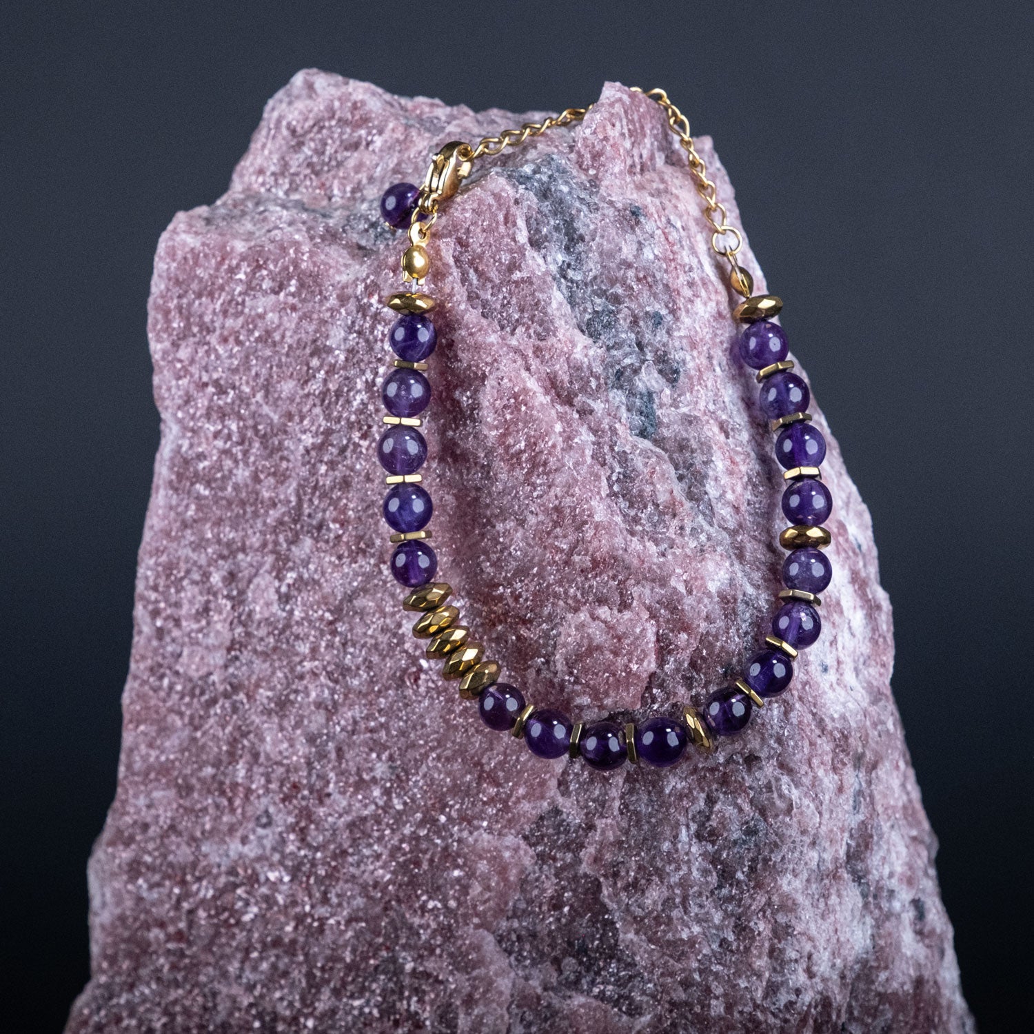 Awakening Moment – Amethyst Necklace Bracelet (Gold Version)