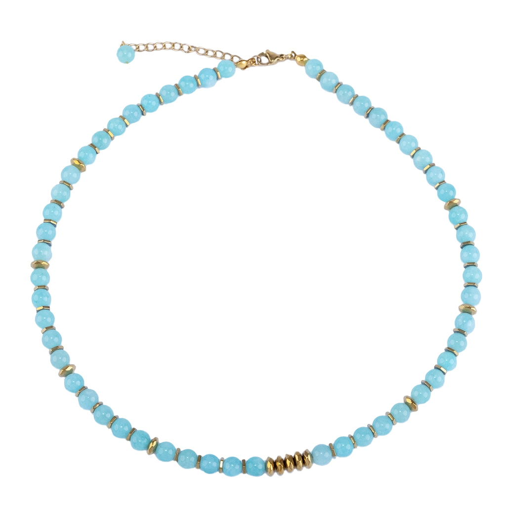 Fresh Start Moment – Amazonite Necklace (Gold Hematite Version)
