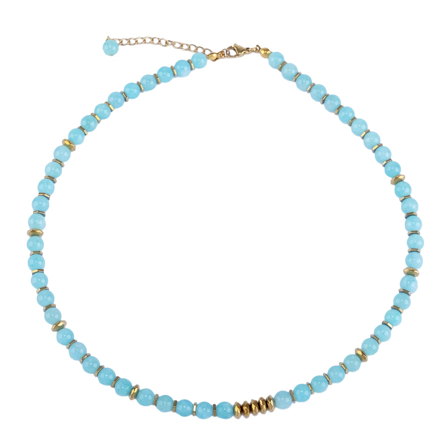 Fresh Start Moment – Amazonite Necklace (Gold Hematite Version)